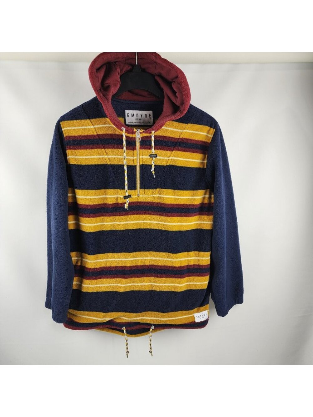 Empyre Hoodie Mens Medium Multicolor Striped Vintage Y2K Fleece 1/4 Zip